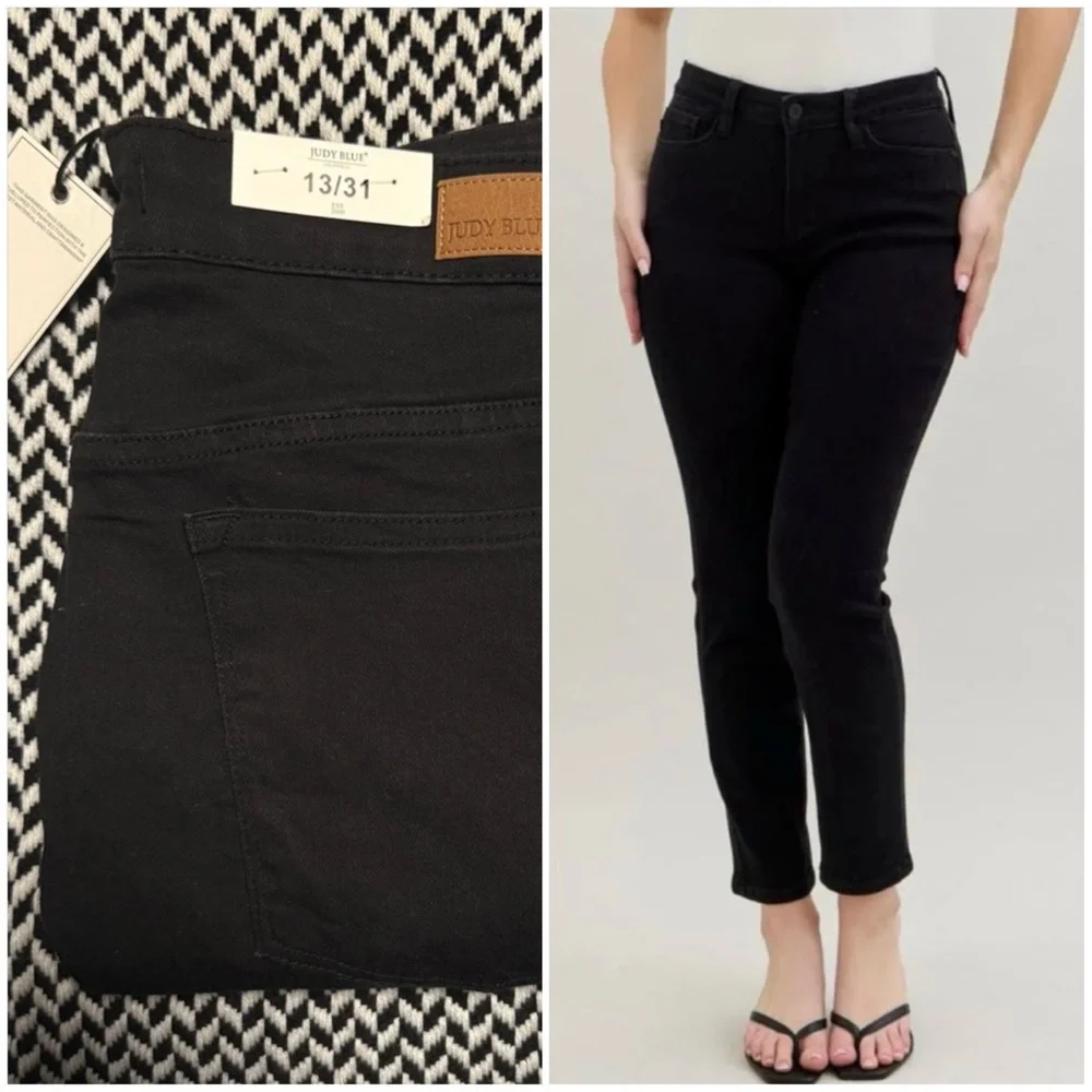Judy Blue | Black Mid Rise Skinny Jeans - Picture 1 of 6